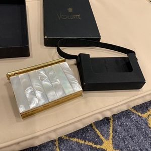 Carry-All by Volupte VINTAGE Mother of Pearl w/ Goldtone  4 1/4”L x 3 1/4”W